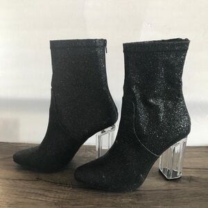 Forever 21 Black Glitter Sock Ankle Boots